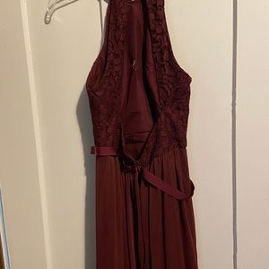 David’s bridal bridesmaid dress. Wine